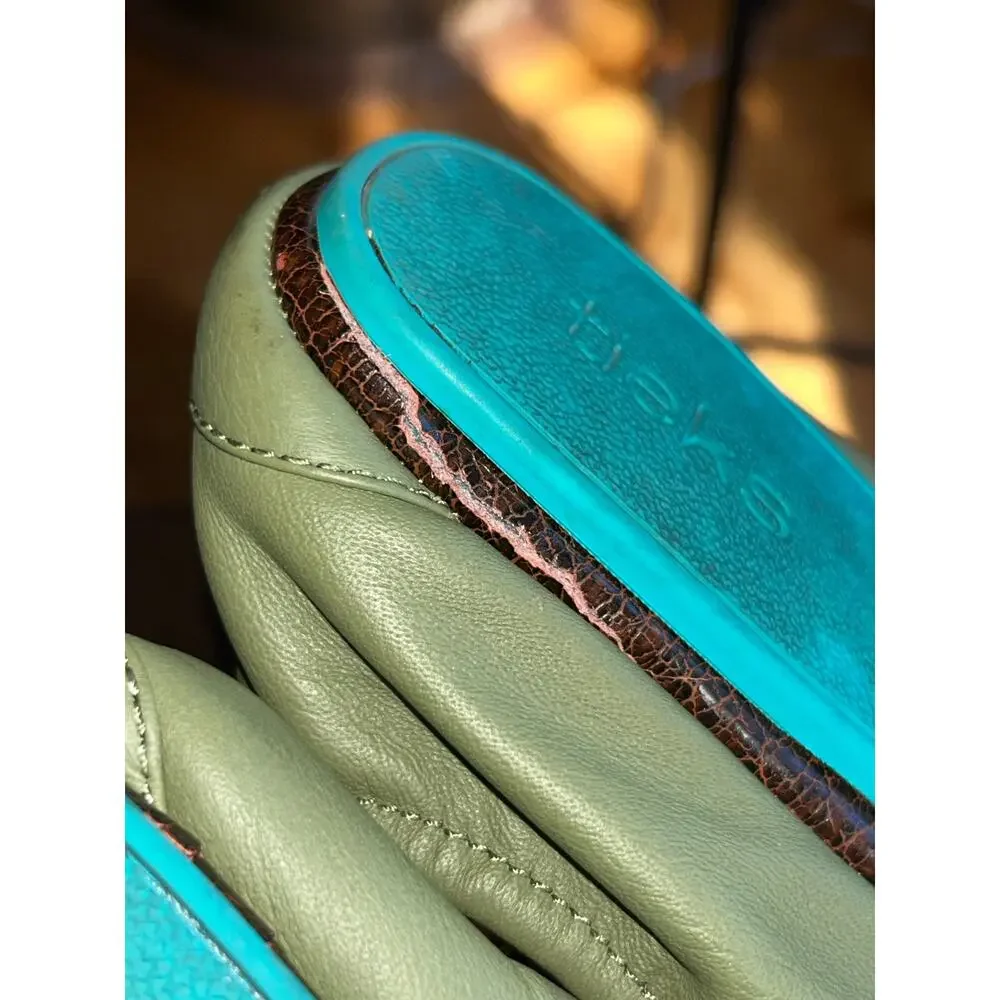 Tieks olive Green Leather Ballet Flats Size 9 Comfort